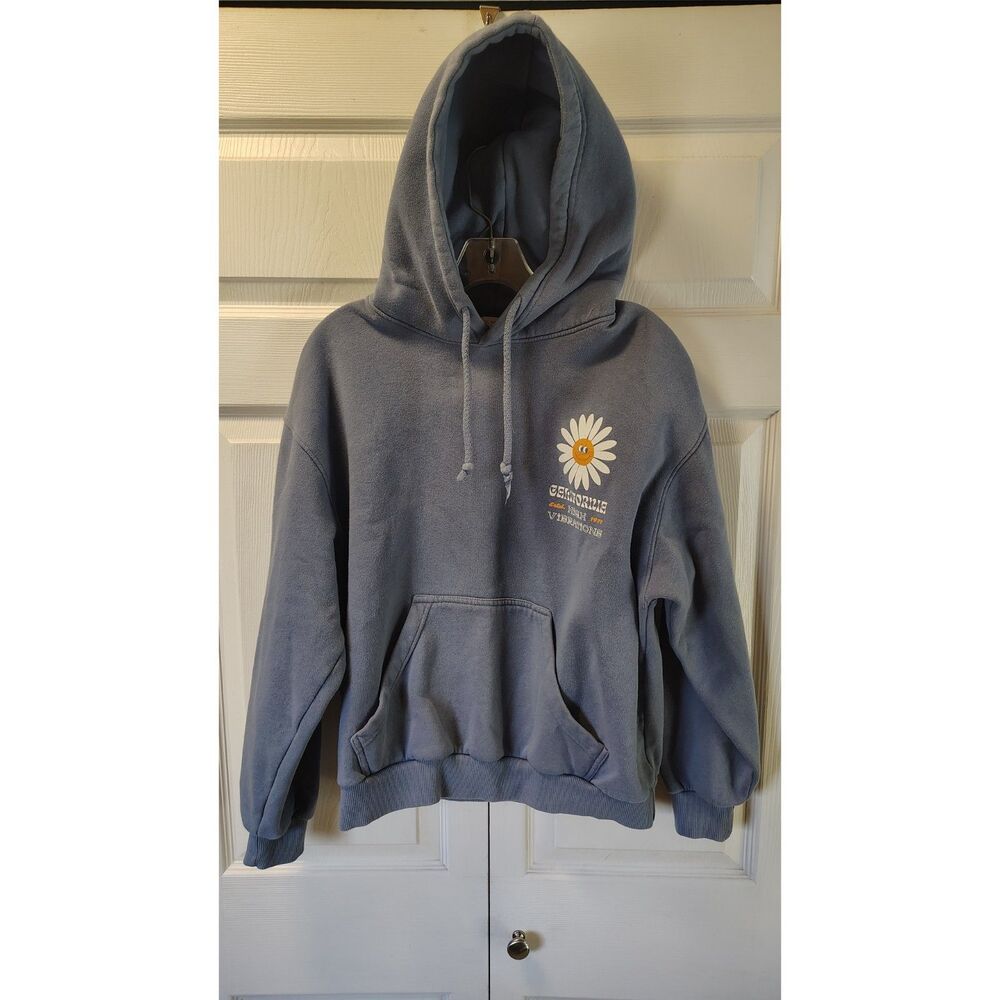 Pacific Republic Pull&Bear Daisy Good Vibrations Hoodie Slate Blue Womens Small